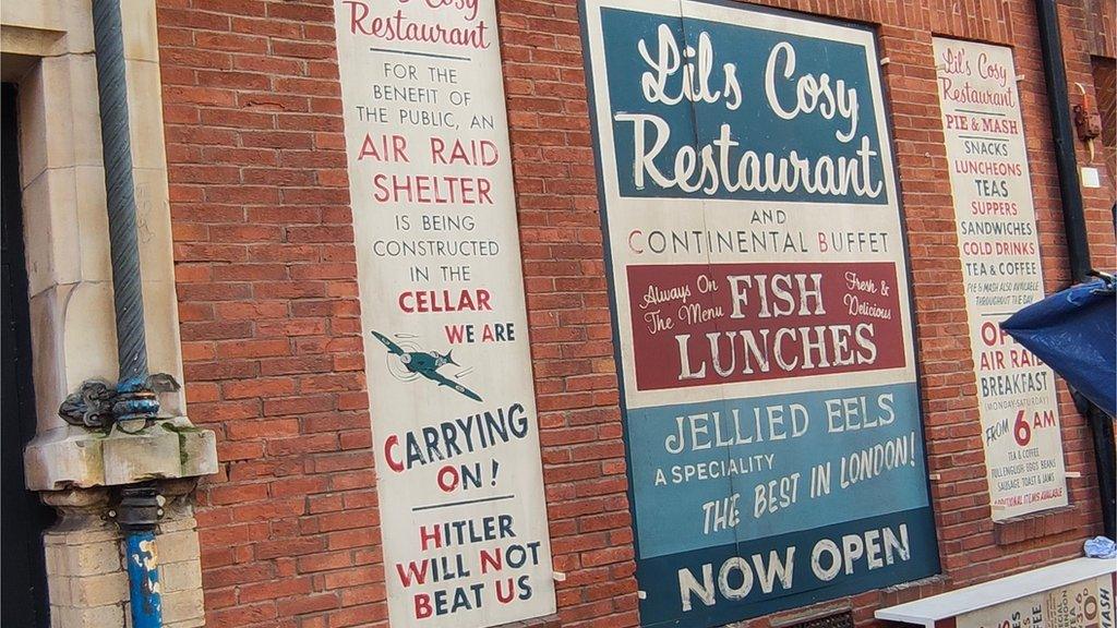 1940s signs on wall