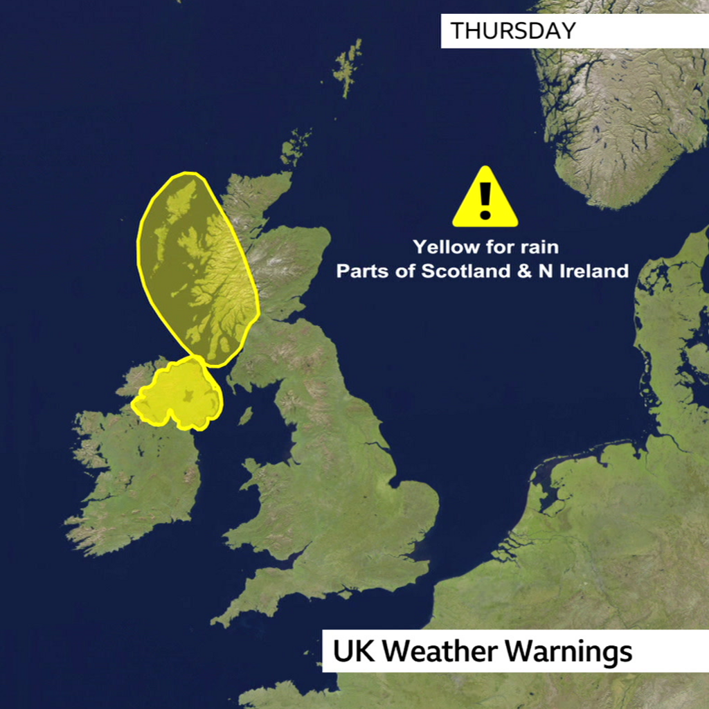 Graphic showing rain warning