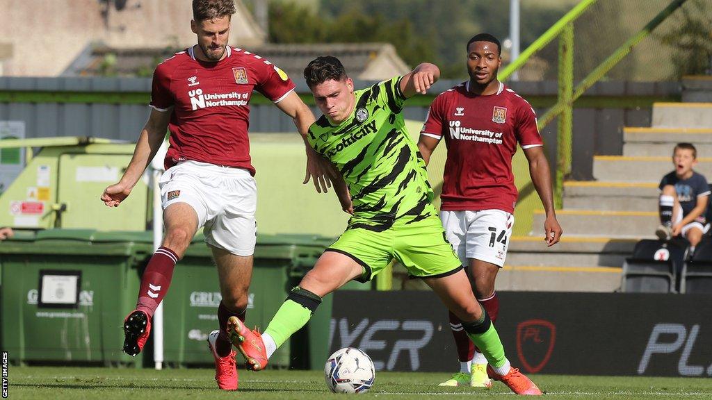 Matty Stevens on the ball for Forest Green