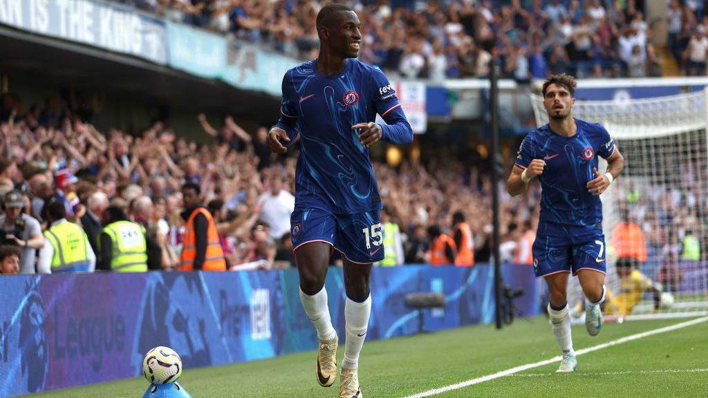 Nicolas Jackson of Chelsea celebrates scoring