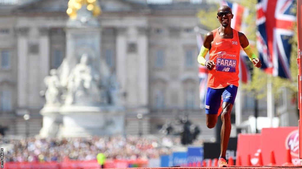 Mo Farah at the 2018 London Marathon