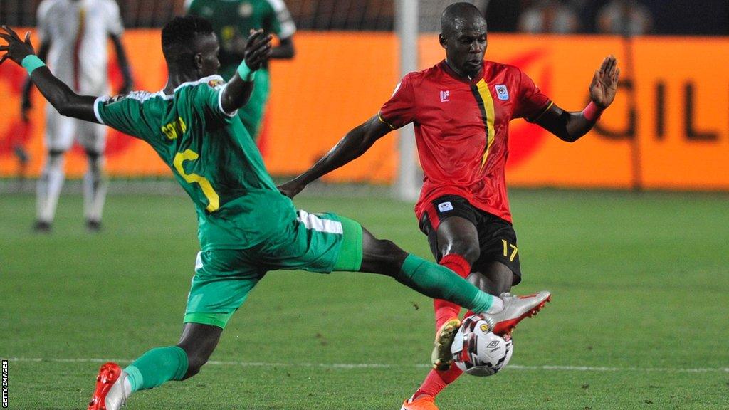 Uganda in action against Senegal a the 2019 Africa Cup of Nations