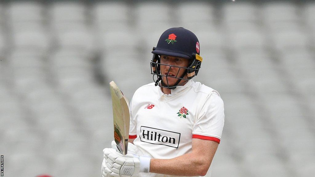 Luke Wells batting for Lancashire at Old Trafford