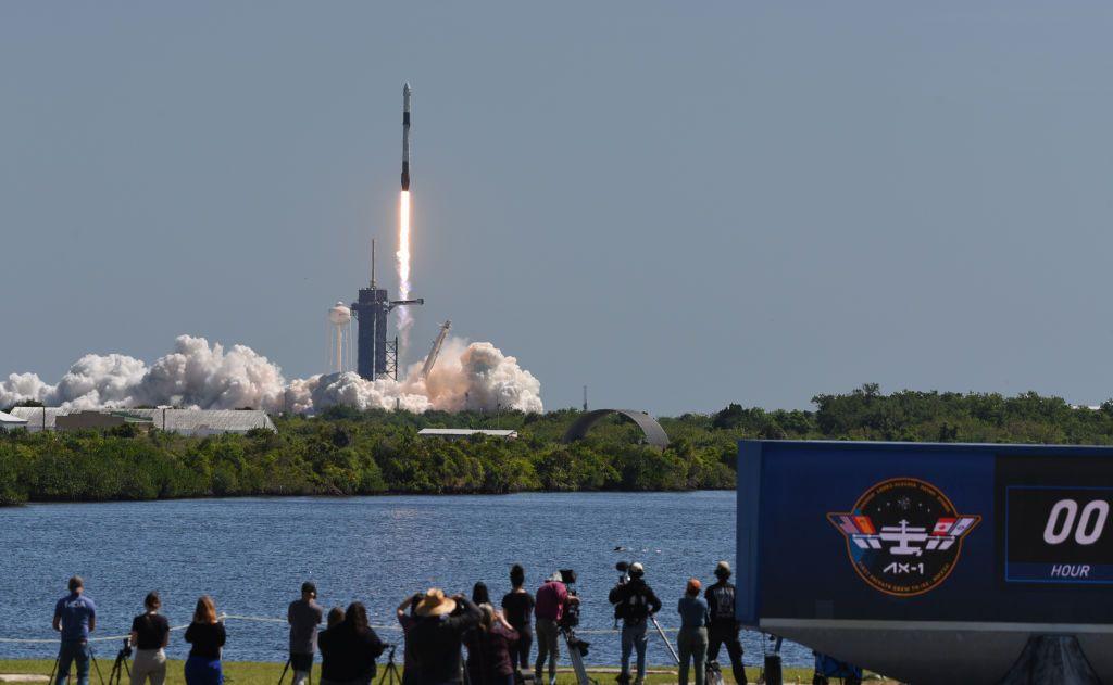 A rocket launch - Mr Connor also paid to fly to the International Space Station in 2022