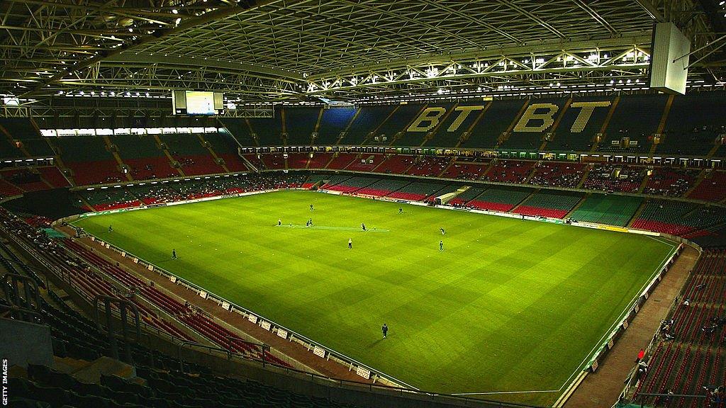 General view of the Principality Stadium in Cardiff during an indoor cricket match