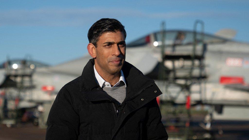 Prime Minister Rishi Sunak during his visit to RAF Coningsby in Linconshire