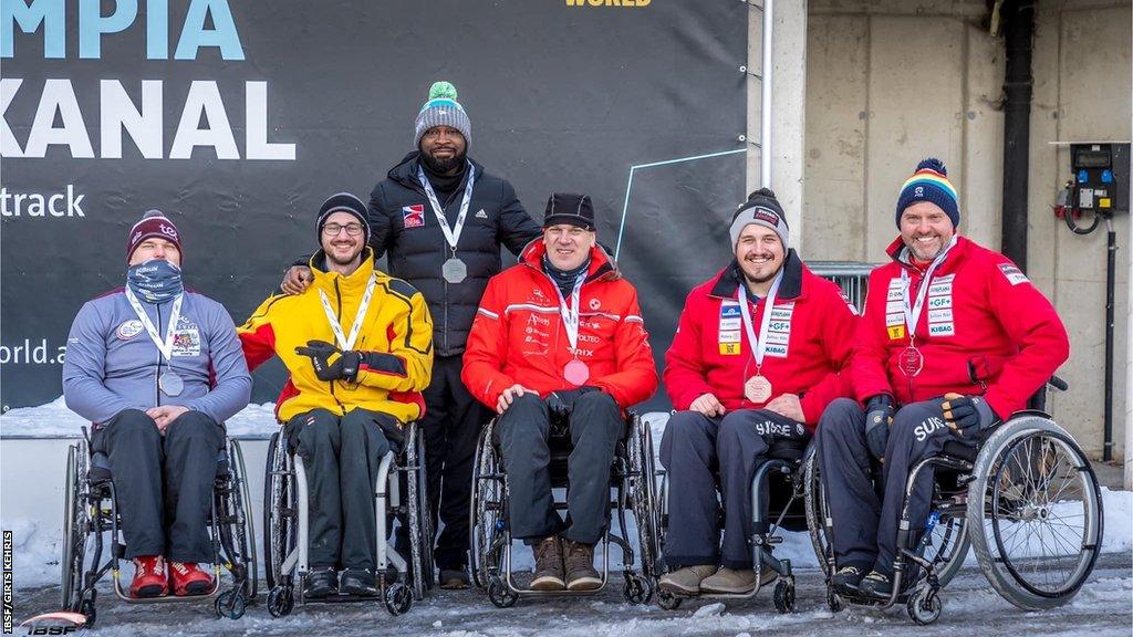 Corie Mapp bobsleigh with fellow medalists