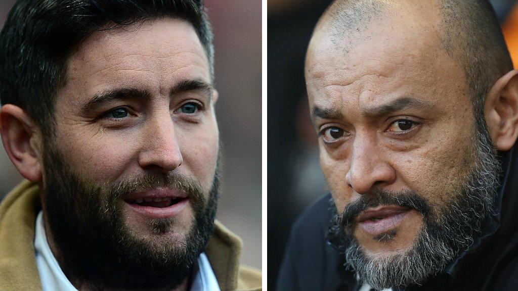 Bristol City manager Lee Johnson (left) and Wolves head coach Nuno