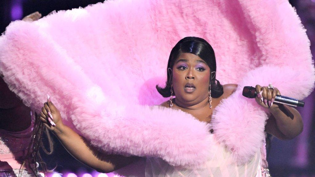 Lizzo performing at Brit Awards