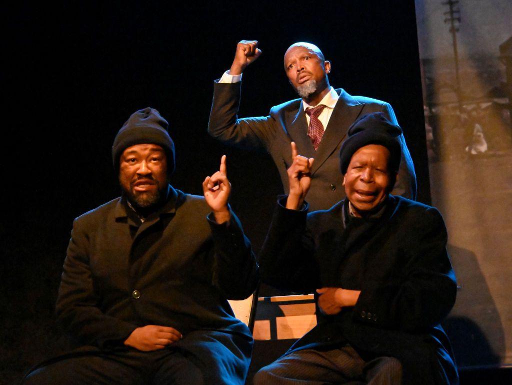  Lebohang Motaung, Job Kubatsi & Sello Maake KaNcube at the opening of The Suit at Theatre On The Square in Sandton, South Africa. The timeless South African classic delves into themes of love, betrayal, and resilience in the face of apartheid-era hardships. 