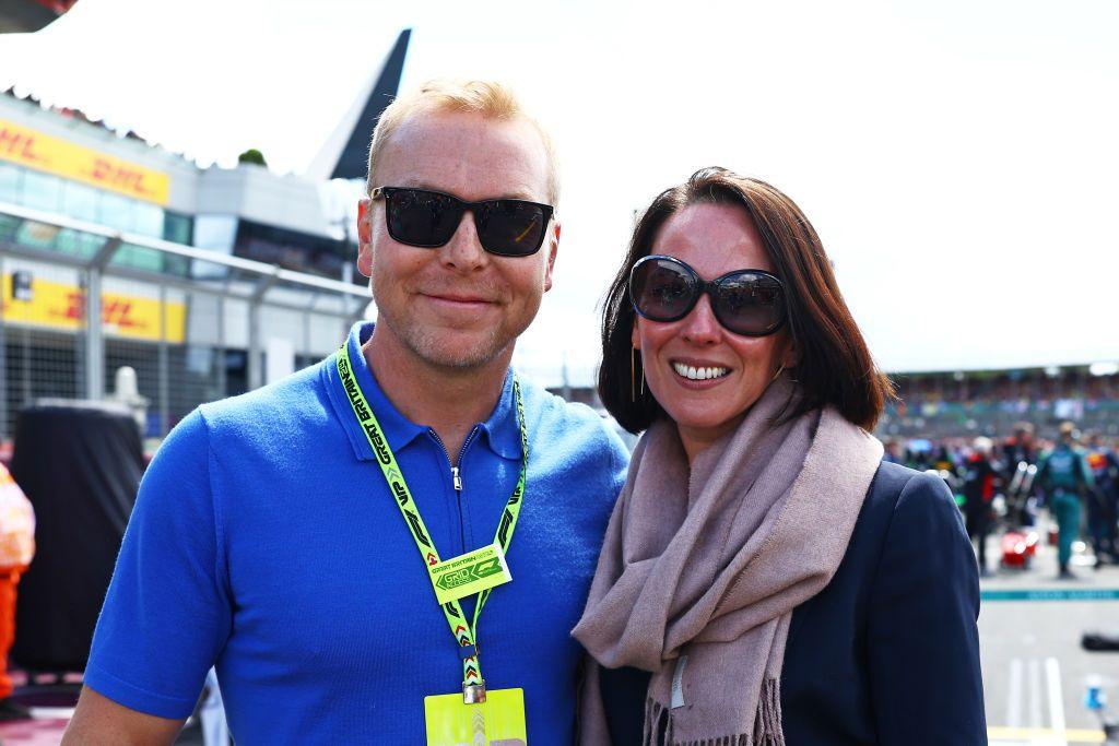 Sir Chris Hoy (left) with his wife Sarra at the F1 British Grand Prix