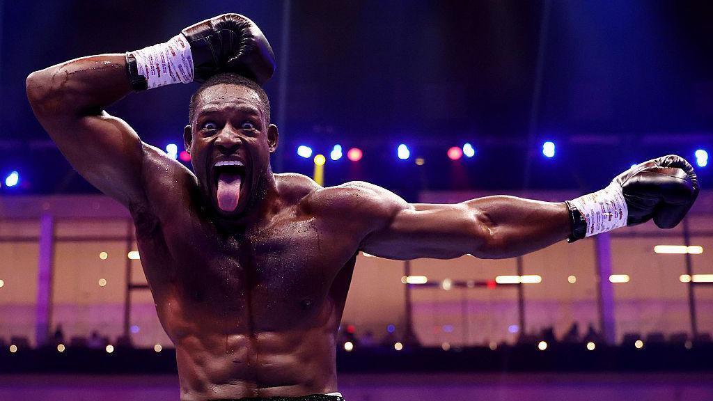 Richard Riakporhe reacts after beating Kevin Nicolas Espindola on the Fatal Fury City of Wolves card at ANB Arena in Riyadh, Saudi Arabia in May 2025