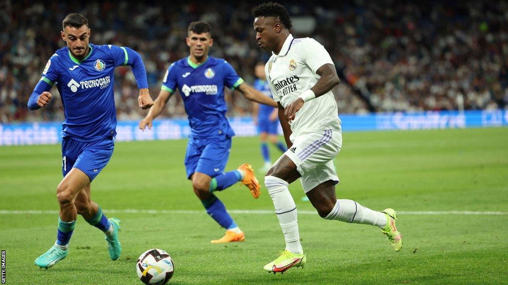 Vinicius Junior playing for Real Madrid against Getafe