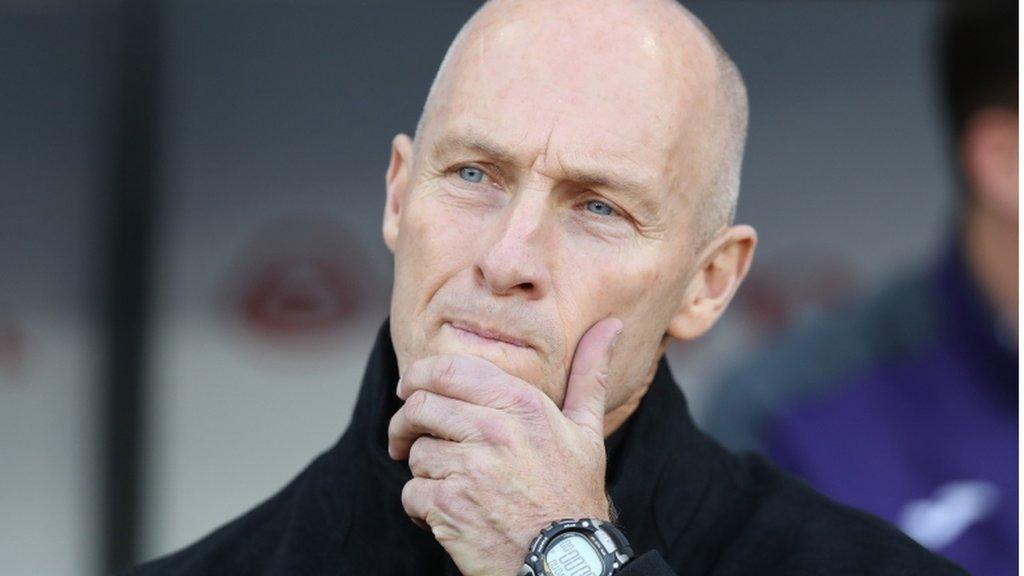 Swansea manager Bob Bradley on the touchline