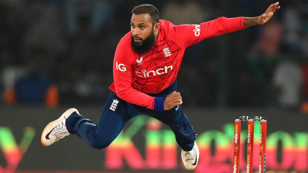 England's Adil Rashid bowling