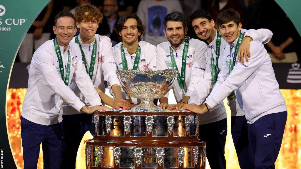 Italy celebrate winning the Davis Cup