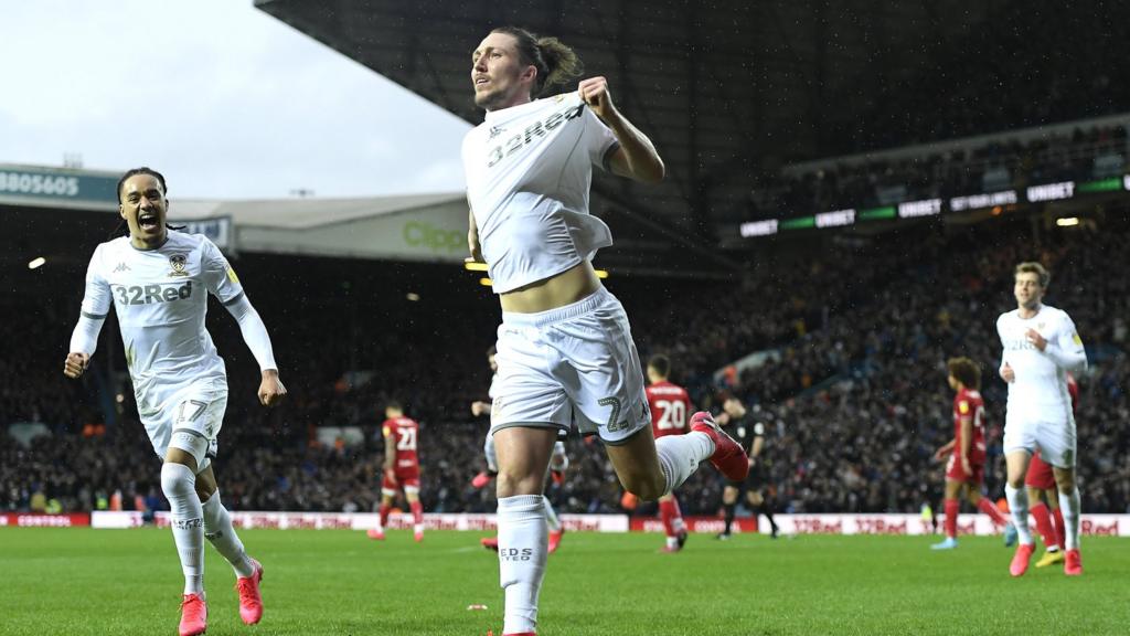 Luke Ayling celebrates