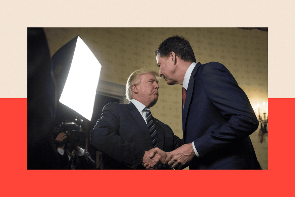 Donald Trump (left) shakes hands with James Comey (right)
