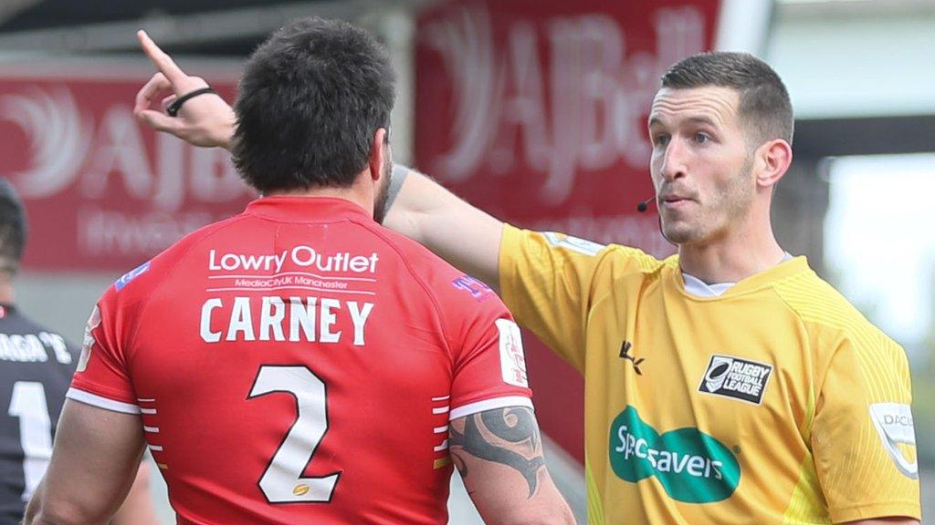 Justin Carney sent off by referee Jack Smith