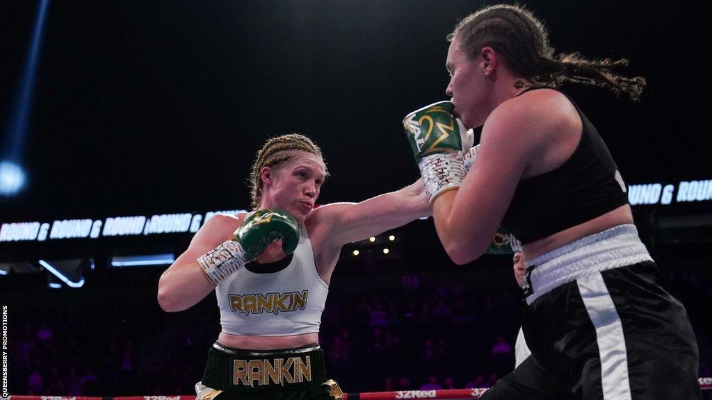 Hannah Rankin throws a punch at Ema Kozin