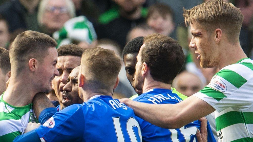 Celtic and Rangers players clash on Sunday