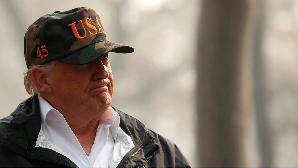 Donald Trump speaks to the press in Paradise, California