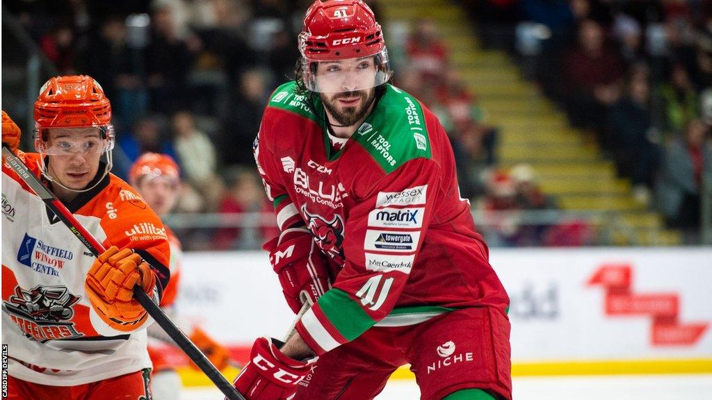 Cardiff Devils' Josh Batch in action against Sheffield Steelers