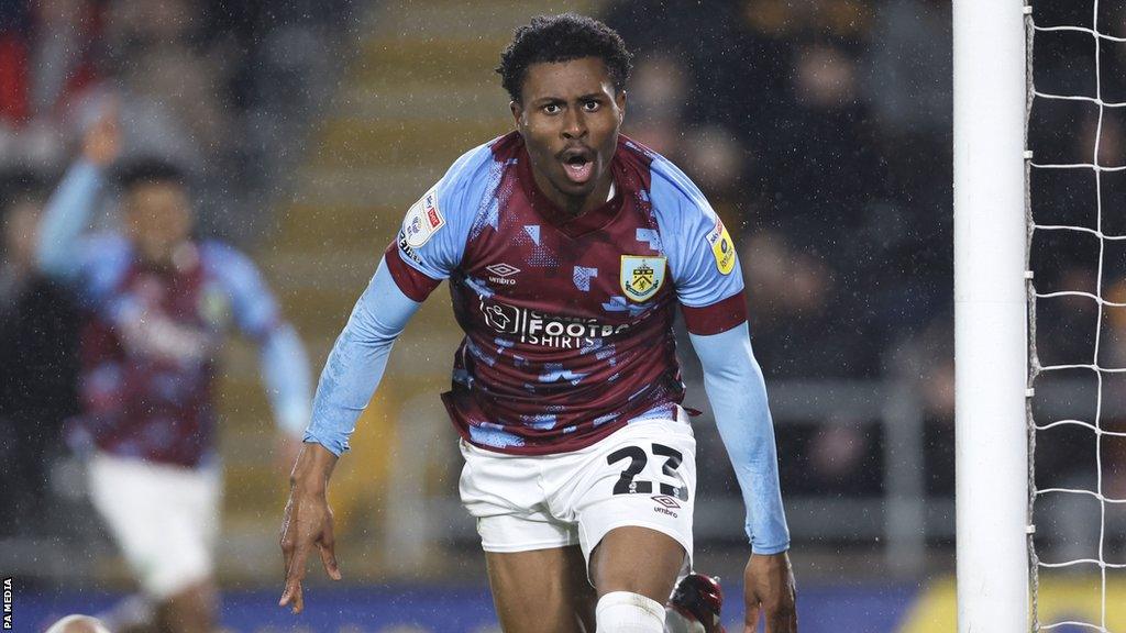 Burnley's Nathan Tella celebrates scoring against Hull City