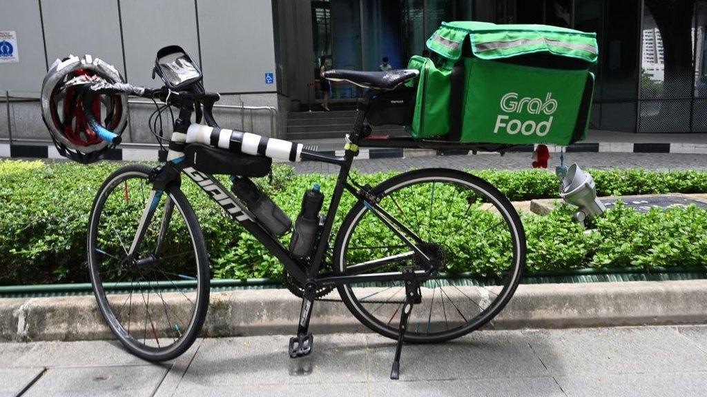 Grab bike parked in Singapore