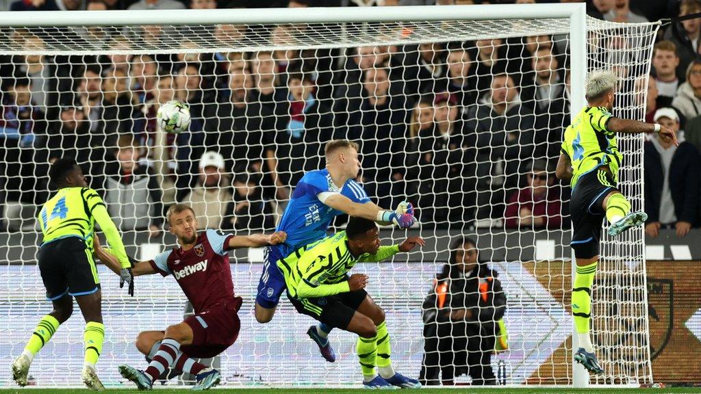 Ben White scores an own goal to make it West Ham 1-0 Arsenal