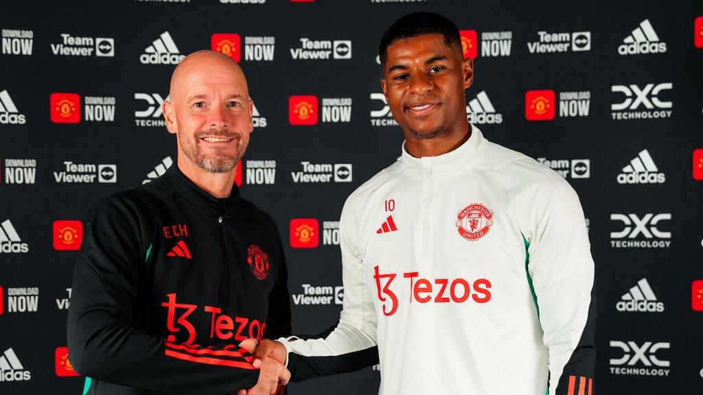 Manchester United forward Marcus Rashford and manager Erik ten Hag