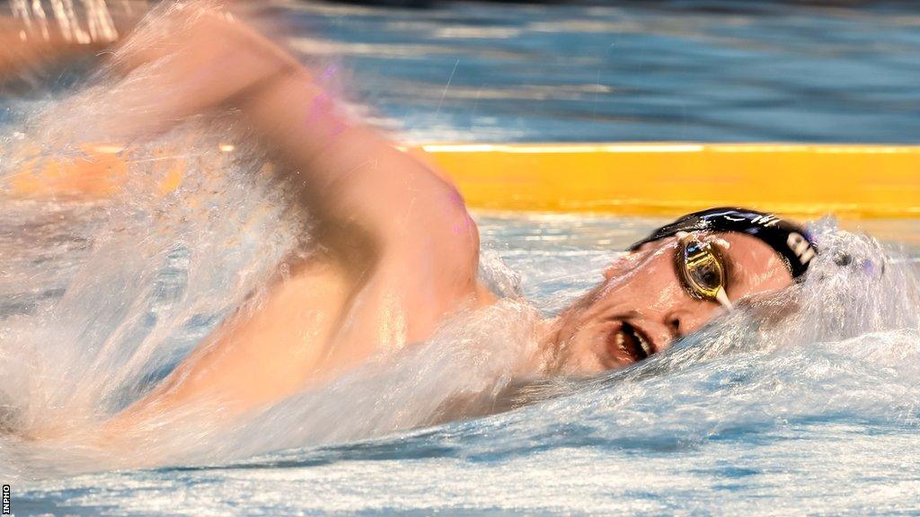 Daniel Wiffen swims in the 1500m freestyle heats at the European Short Course Championships