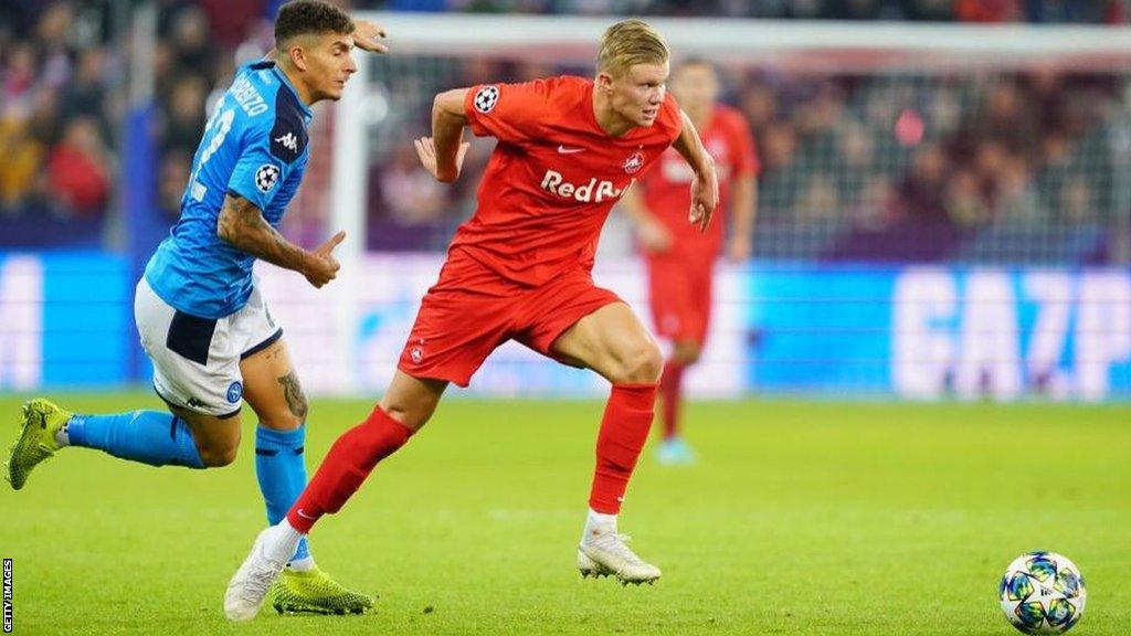 Erling Haaland scored 29 goals in 27 games in all competitions for Red Bull Salzburg