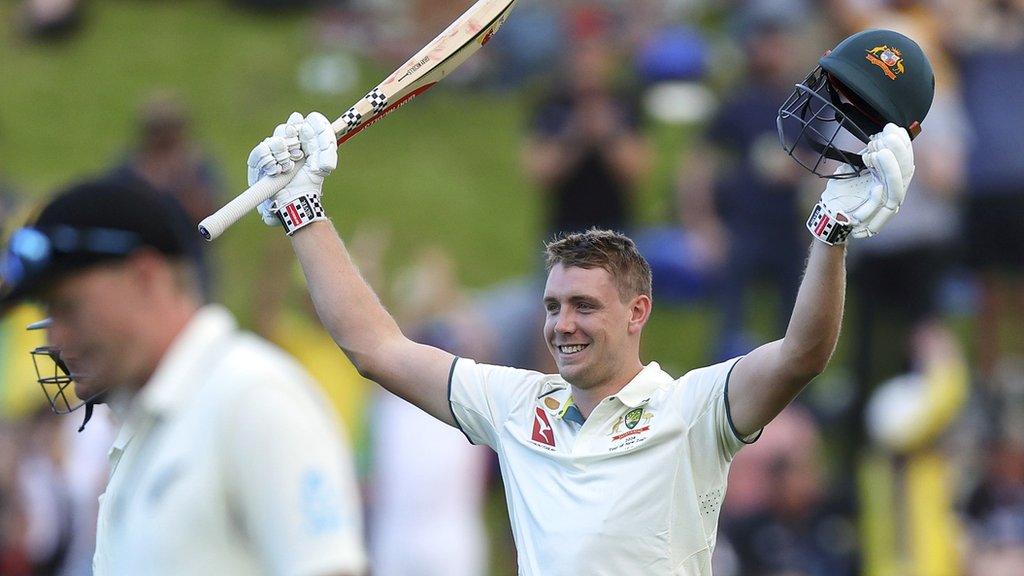 Australia all-rounder Cameron Green celebrates his century