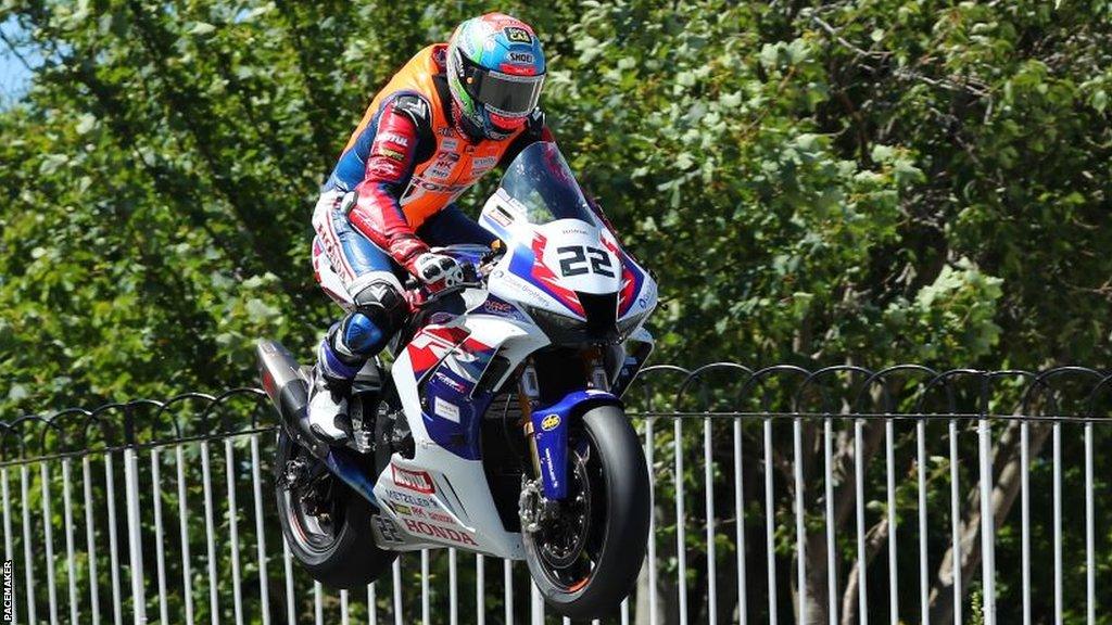 Glenn Irwin jumps Ballaugh Bridge on his TT debut in 2022