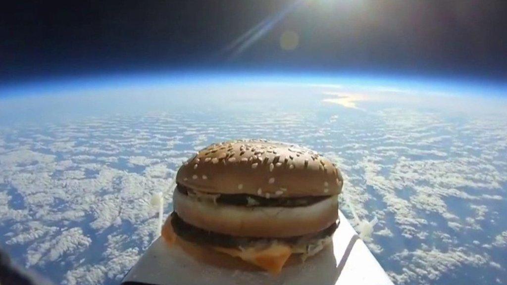 Burger that become an unidentifiable frying object - BBC Newsround