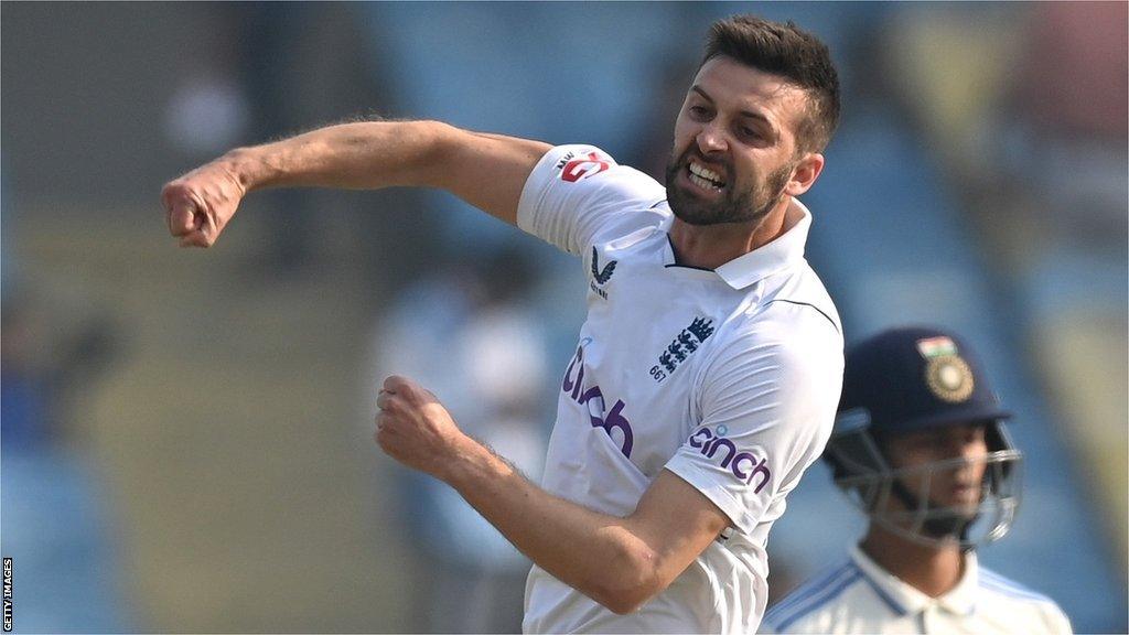 England bowler Mark Wood celebrates taking a wicket