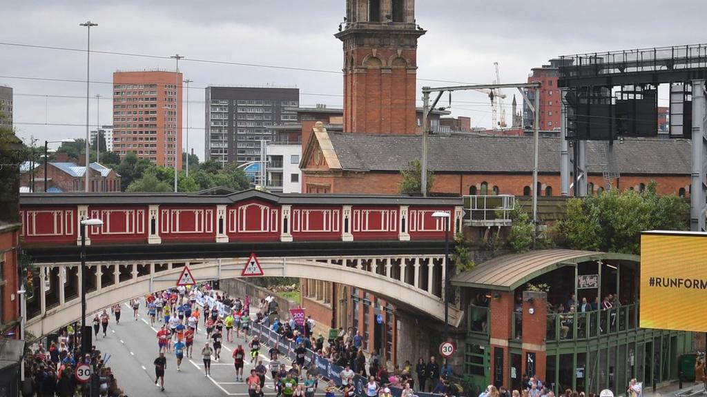 General view of Deansgate, Manchester during Great Manchester Run