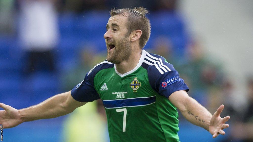 McGinn celebrates his goal against Ukraine at Euro 2016