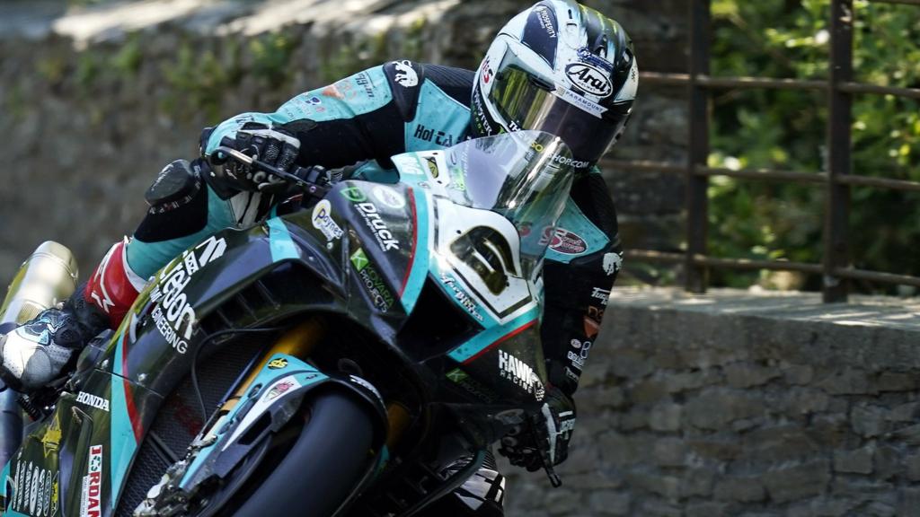 Michael Dunlop in Superbike action at the TT Races.