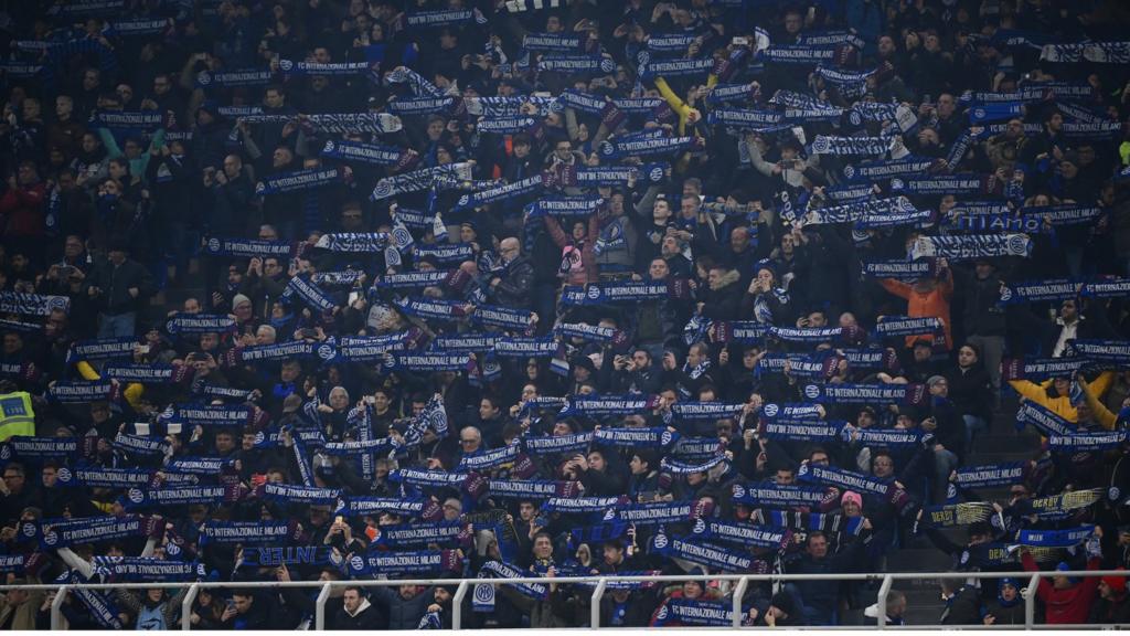 Fans inside the San Siro