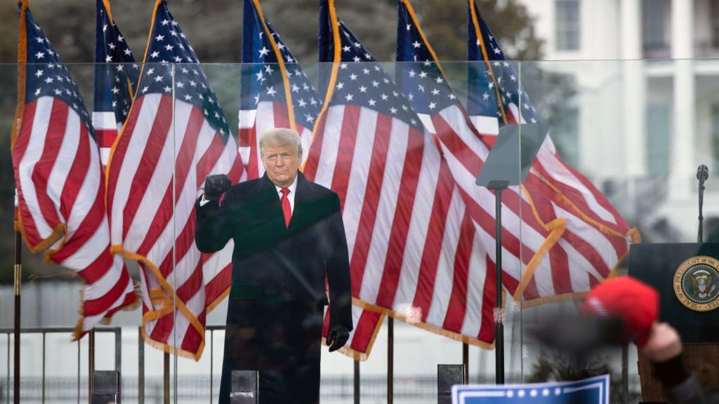 Then-president Donald Trump speaks to supporters from The Ellipse near the White House on January 6, 2021, in Washington, DC