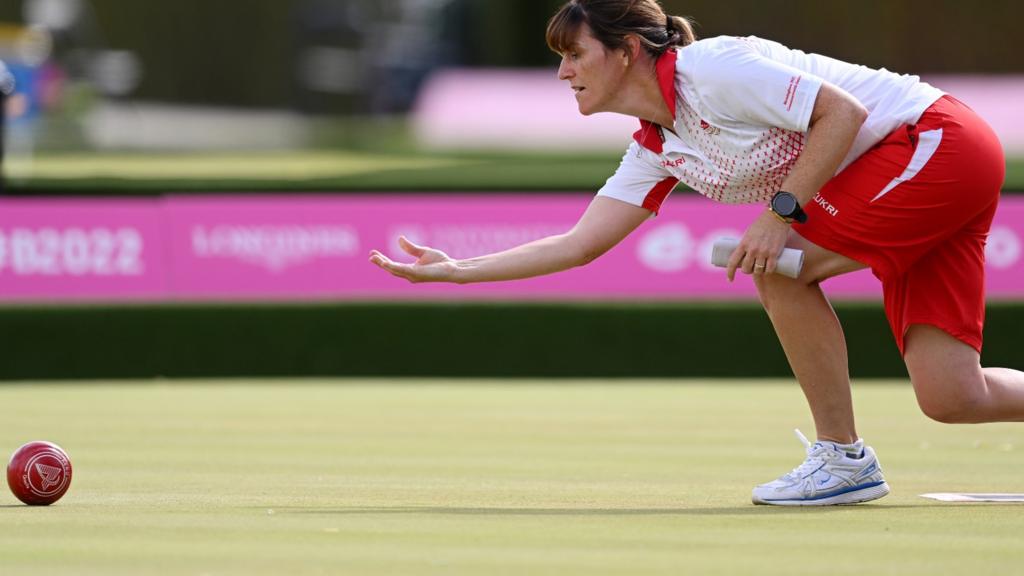 Team England Amy Pharaoh in mixed doubles action