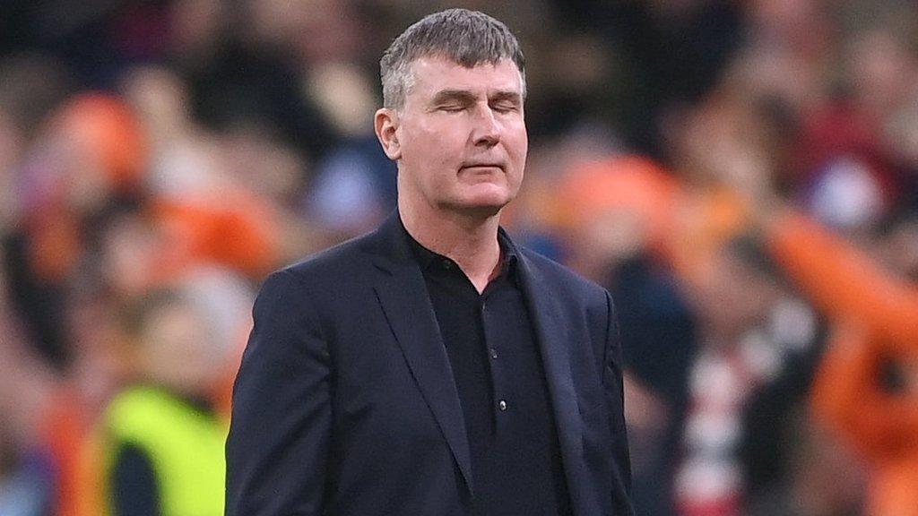 Disappointment on the face of Republic boss Stephen Kenny after Wout Weghorst's goal