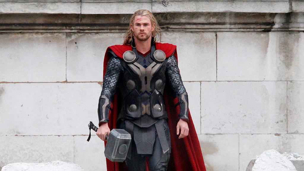 Chris Hemsworth dressed as Thor in 2012