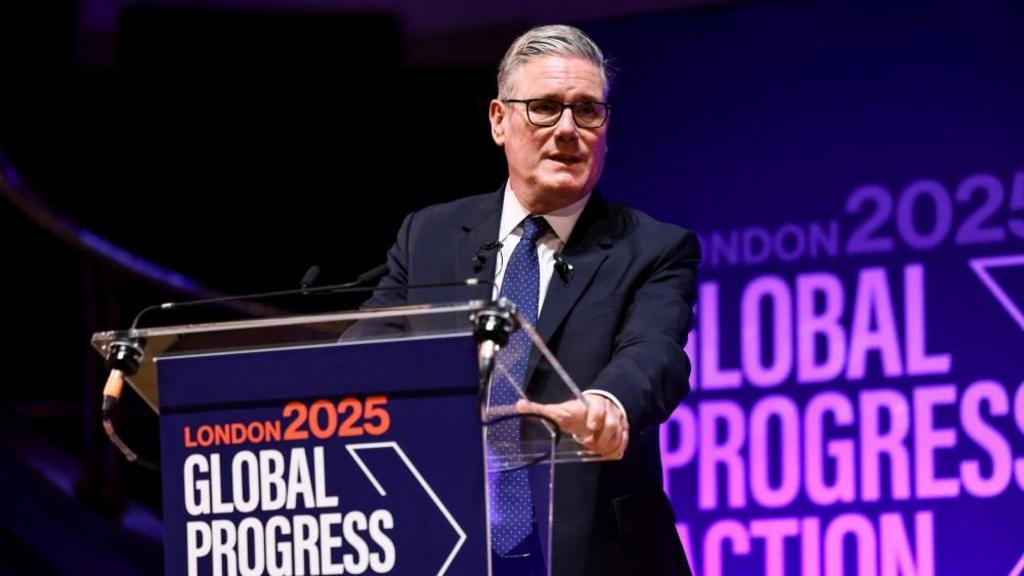 Prime Minister Sir Keir Starmer delivers a speech to the Global Progress Action Summit, at Methodist Central Hall in Westminster