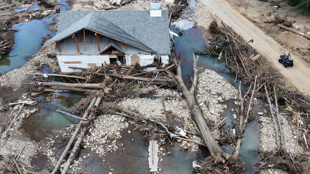 damaged house.