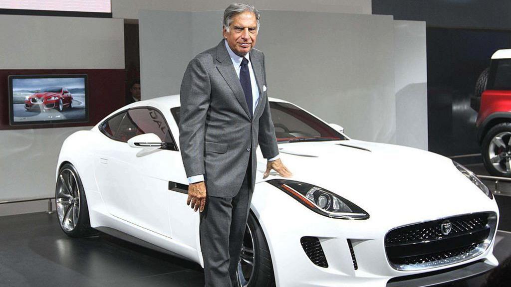 Ratan Tata, Chairman Tata Group, at Jaguar Pavilion during 11th Auto Expo held at Pragati Maidan on January 5, 2012 in New Delhi, India. Tata Motors-owned Jaguar showcased two new models, C-X16 and C-X75 here at Auto Expo 2012.