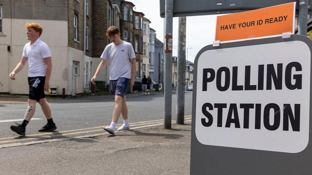 Voters outside polling station in 2024