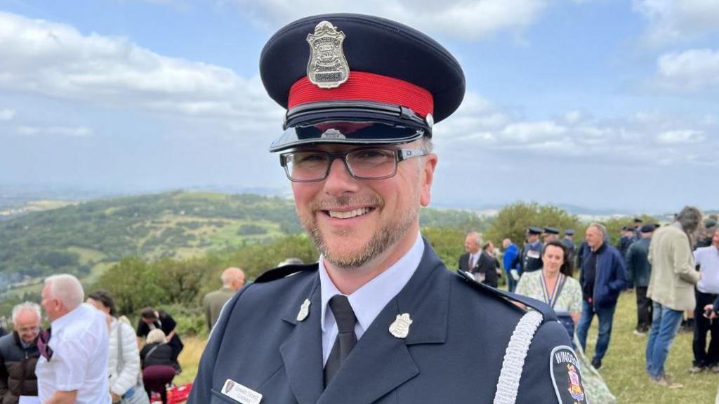 Ed Stortz in a Canadian police officer's uniform